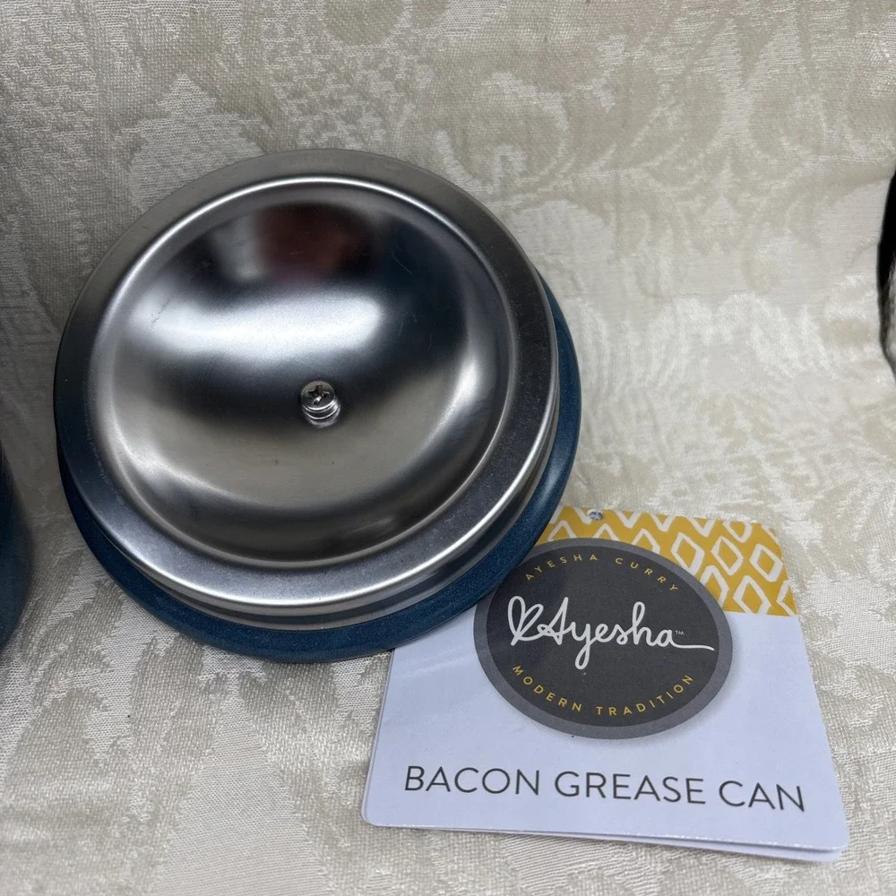 Ayesha Curry Modern Traditions Enamel on Steel Bacon Grease Can Blue NWT